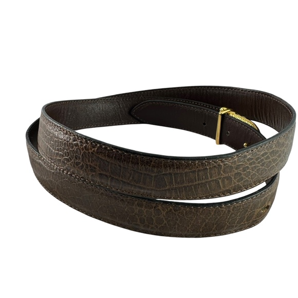 Vintage PHILIPPE CHARRIOL Rope Brown Genuine Leather Croc Pattern Belt Size 42 - Picture 4 of 11